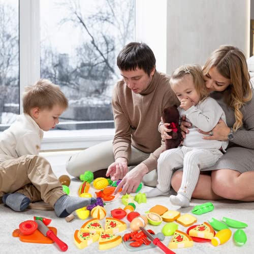 Shimirth 67Pc Pretend Play Food Sets for Kids Kitchen Pizza Toy Food Cutting Fake Food Fruits Vegetables Play Kitchen Toys Accessories Pretend Food Toys for Toddlers Boys Girls Birthday Gift - Image 5