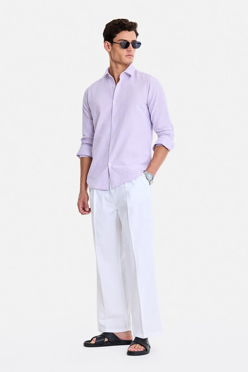 سنيتش Lavender Textured Long Sleeve Slim Fit Shirt
