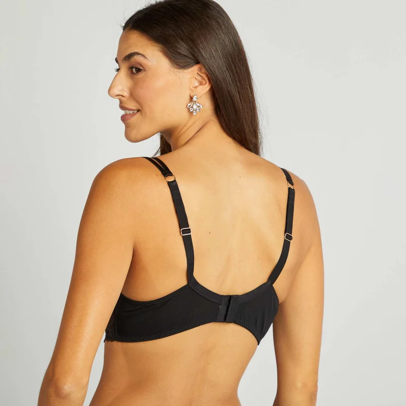 Kiabi Glittery Lace Demi-Cup Bra For D&amp;E Cups Black