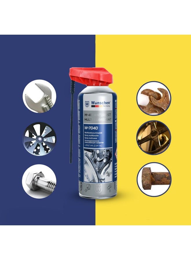 ونشر Wunscher Germany M-40 Anti-Rust Multi Lubricant W-7040 (400ml) مزيل صدأ متعدد الأغراض، ومزلق، وطارد للرطوبة للمعادن والسلاسل والمسامير والمفصلات - Image 4
