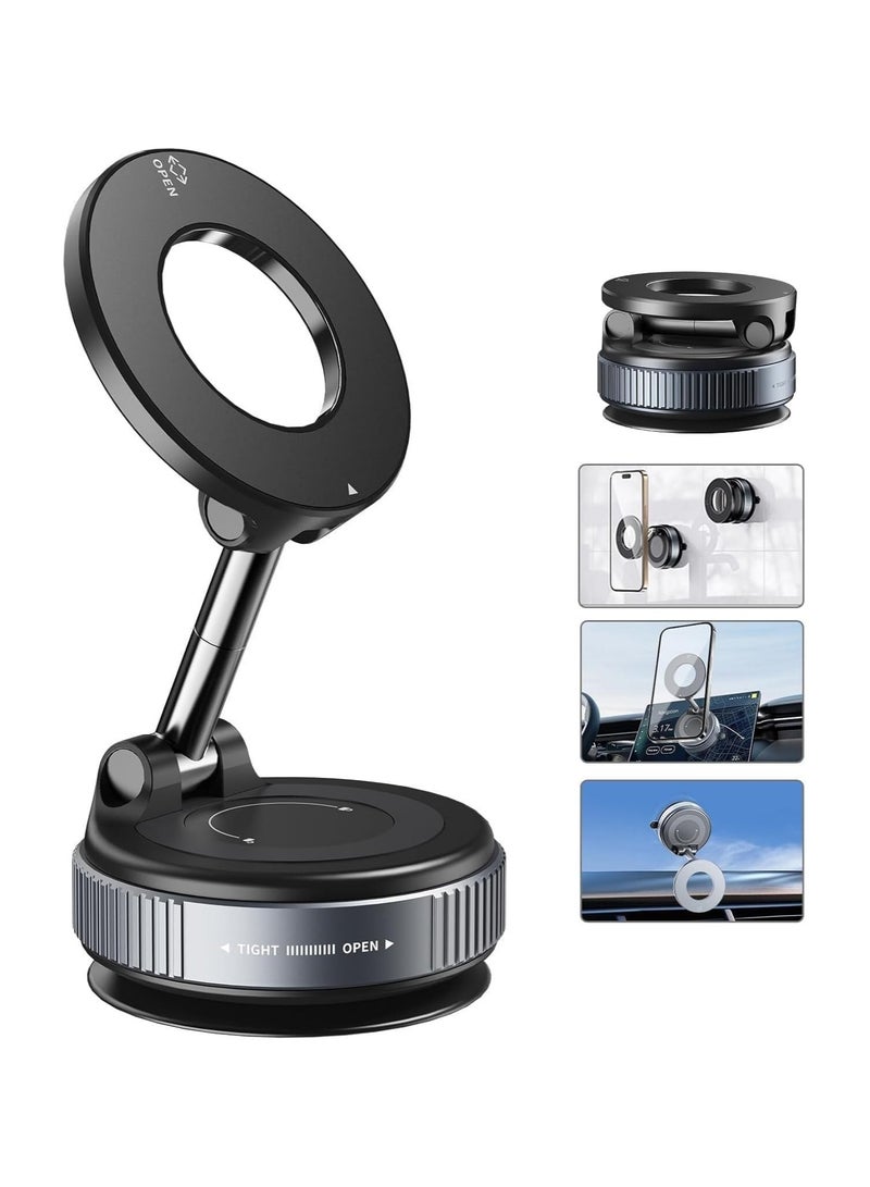 RedMapleTEK Magnetic Phone Holder for Car, 360°Adjustable Vacuum Magnetic Phone Holder Hands-Free Suction Cup Phone Mount Foldable Vacuum Magnetic Phone Stand for all Phones & Car/Gym/Mirror/Shower/Smooth Surface - Image 1