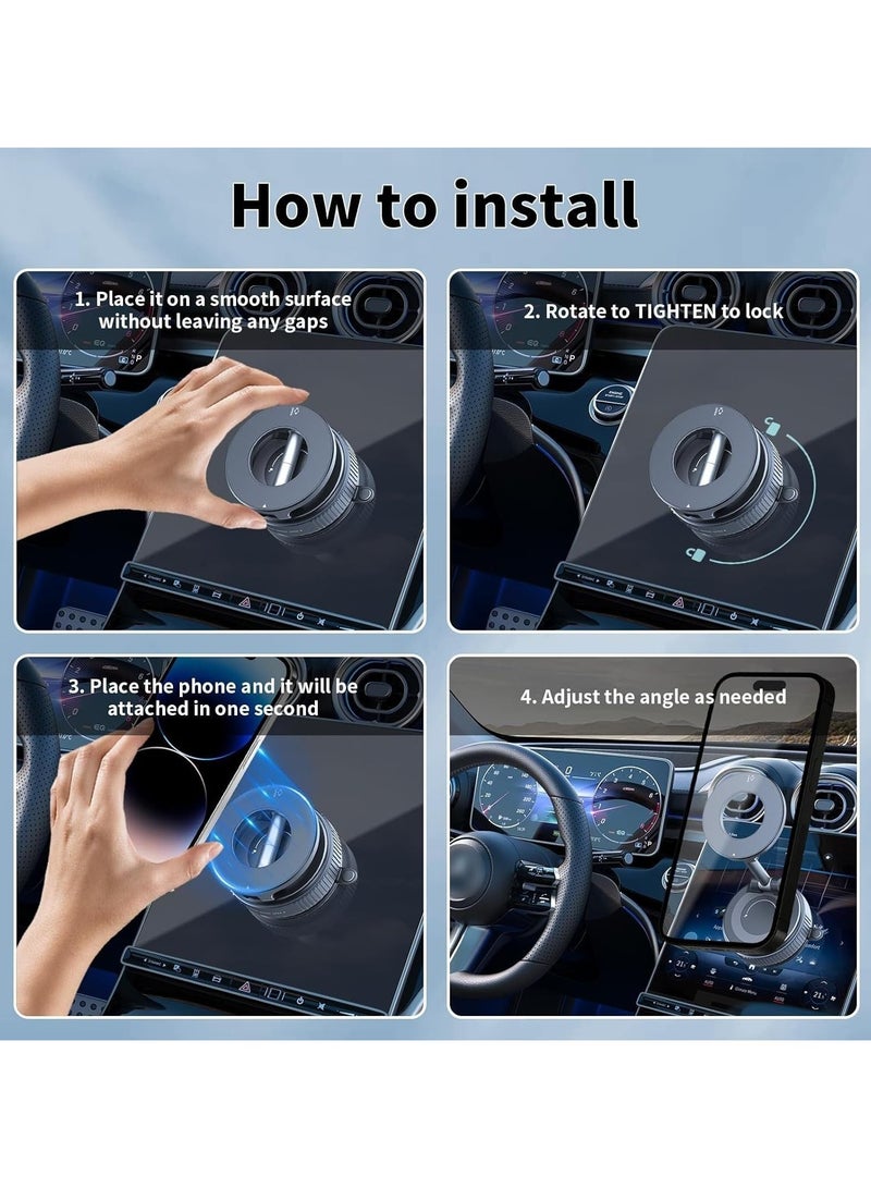 RedMapleTEK Magnetic Phone Holder for Car, 360°Adjustable Vacuum Magnetic Phone Holder Hands-Free Suction Cup Phone Mount Foldable Vacuum Magnetic Phone Stand for all Phones & Car/Gym/Mirror/Shower/Smooth Surface - Image 2