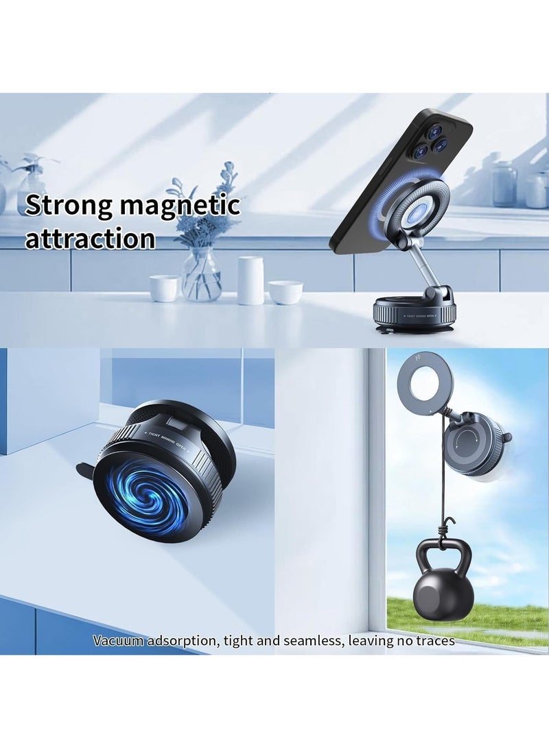 RedMapleTEK Magnetic Phone Holder for Car, 360°Adjustable Vacuum Magnetic Phone Holder Hands-Free Suction Cup Phone Mount Foldable Vacuum Magnetic Phone Stand for all Phones & Car/Gym/Mirror/Shower/Smooth Surface - Image 3