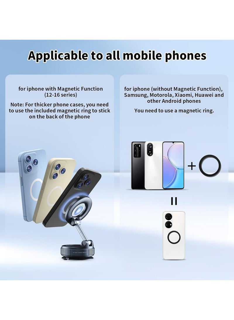 RedMapleTEK Magnetic Phone Holder for Car, 360°Adjustable Vacuum Magnetic Phone Holder Hands-Free Suction Cup Phone Mount Foldable Vacuum Magnetic Phone Stand for all Phones & Car/Gym/Mirror/Shower/Smooth Surface - Image 4