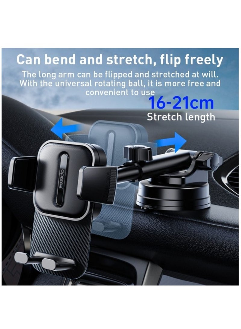 Yesido C174 Suction Cup Type Telescopic Car Phone Holder (Black) - Image 3