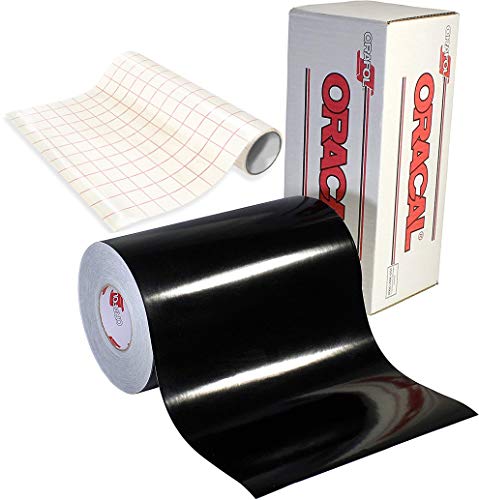 ORACAL Gloss Black Adhesive Craft Vinyl for Cameo, Cricut & Silhouette Including Free Roll of Clear Transfer Paper (6ft x 12") - Image 4