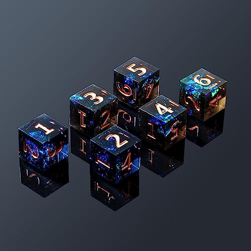 Yiotfandoll 6PCS Polyhedral D6 Dice 16mm Resin Dice Game Dice for RPG MTG DND Black Green - Image 5