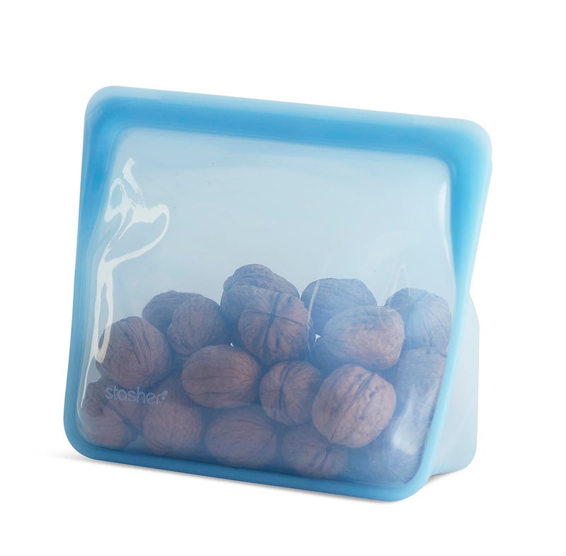 Stasher Platinum Silicone Food Grade Reusable Storage Bag  Blue (Stand-Up Mid) | Reduce Single-Use Plastic | Cook  Store  Sous Vide  or Freeze | Leakproof  Dishwasher-Safe  Eco-friendly | 56 Oz - Image 1