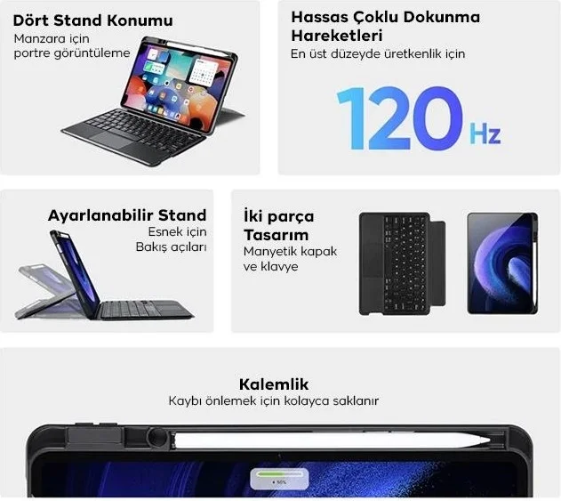 Polham Tablet Case with Bluetooth Keyboard Compatible with Samsung Galaxy Tab S8+, Magnetic Case with Foldable Stand