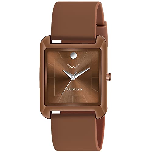 LOUIS DEVIN Brown Silicone Strap Analog Wrist Watch for Men (Brown Dial) | LD-G057SLC-BRWN - Image 1