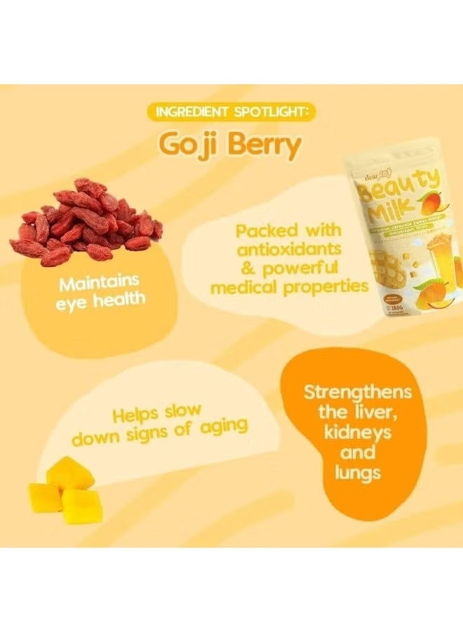 دير فيس مشروب حليب الجمال بنكهة المانجو الحلوة | مسحوق فاخر مستوحى من المطبخ الياباني | 10 أكياس × 18 غرام - Image 5