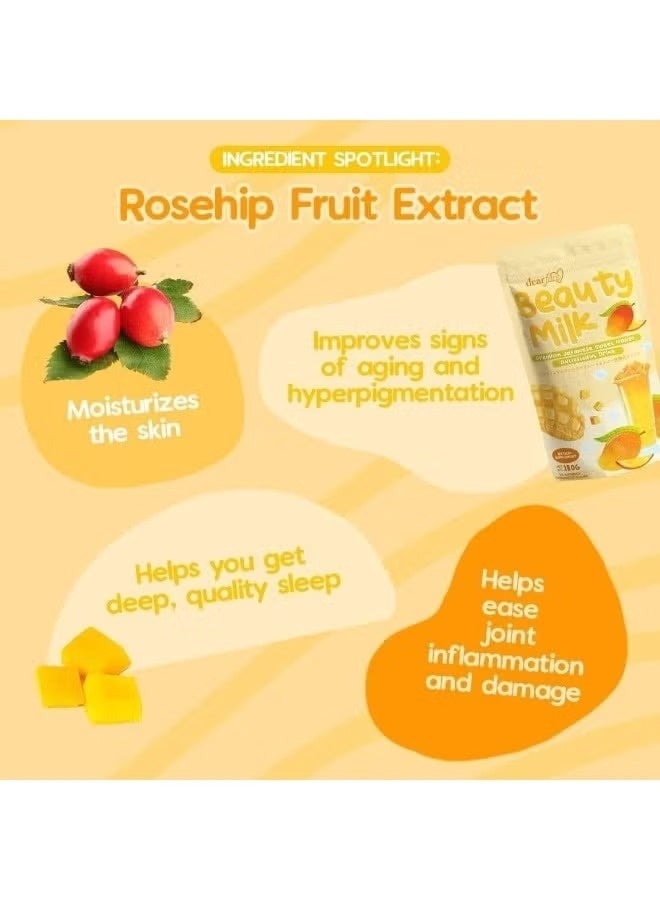 دير فيس مشروب حليب الجمال بنكهة المانجو الحلوة | مسحوق فاخر مستوحى من المطبخ الياباني | 10 أكياس × 18 غرام - Image 3