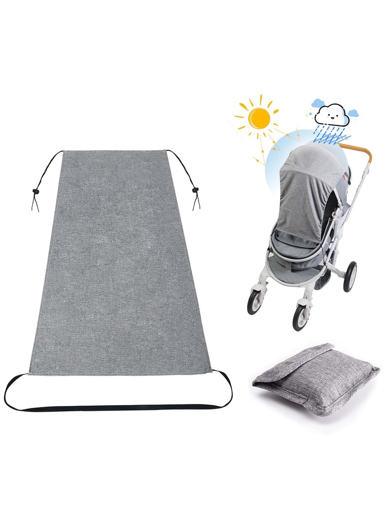 Universal Baby Stroller Sun Shade Canopy, UV Protection Awning for Pushchairs, Grey Sun Parasol Accessories - Image 1