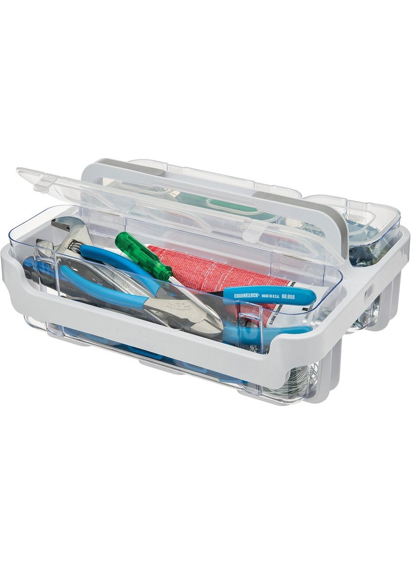 Deflecto deflecto Stackable Caddy Organizer with S M and L Containers Plastic 105 x 14 x 65 White CaddyClear Containers  - Image 4