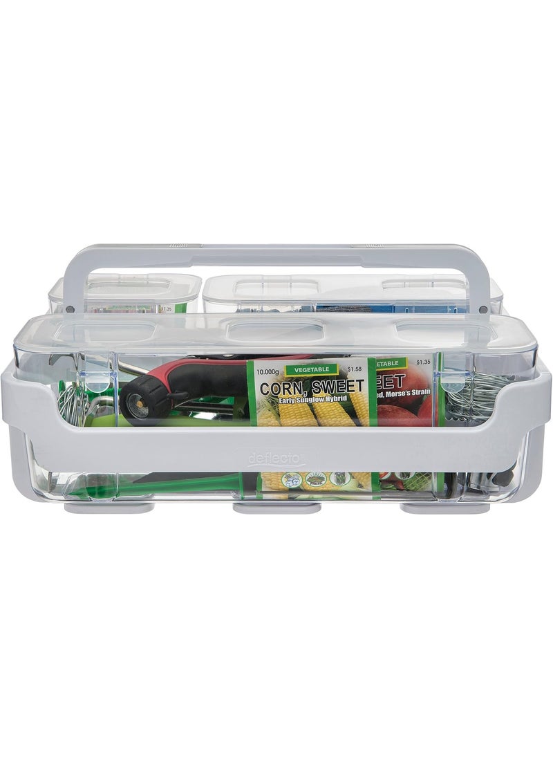 Deflecto deflecto Stackable Caddy Organizer with S M and L Containers Plastic 105 x 14 x 65 White CaddyClear Containers  - Image 3