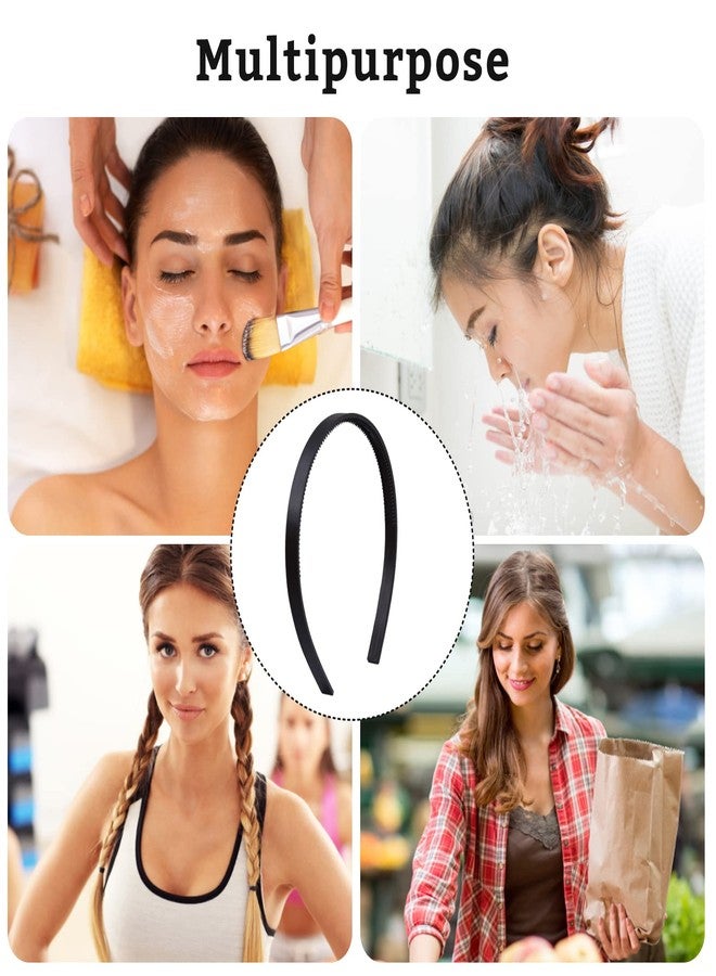 Candygirl 36pcs Black Plastic Headbands for Womens Girls Thin Plain DIY Craft Head Band Skinny Hard Hairband with Teeth Comb 2/5"(1cm) Width - Image 4