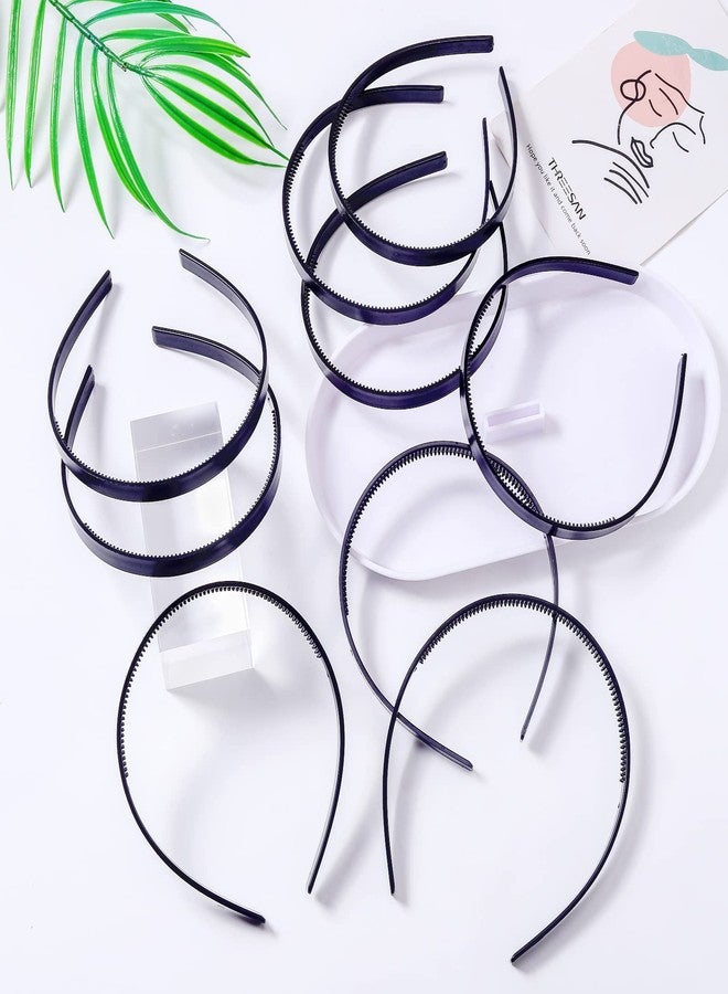 Candygirl 36pcs Black Plastic Headbands for Womens Girls Thin Plain DIY Craft Head Band Skinny Hard Hairband with Teeth Comb 2/5"(1cm) Width - Image 3