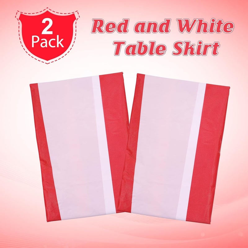 Pascliyna 2 Pack Carnival Table Skirt Party Decorations, Red and White Striped Table Skirts, Disposable Table Decorations for Concession Stand Carnival Circus Themed Party Supplies Decorations, 2.4 x 14 Ft - Image 3