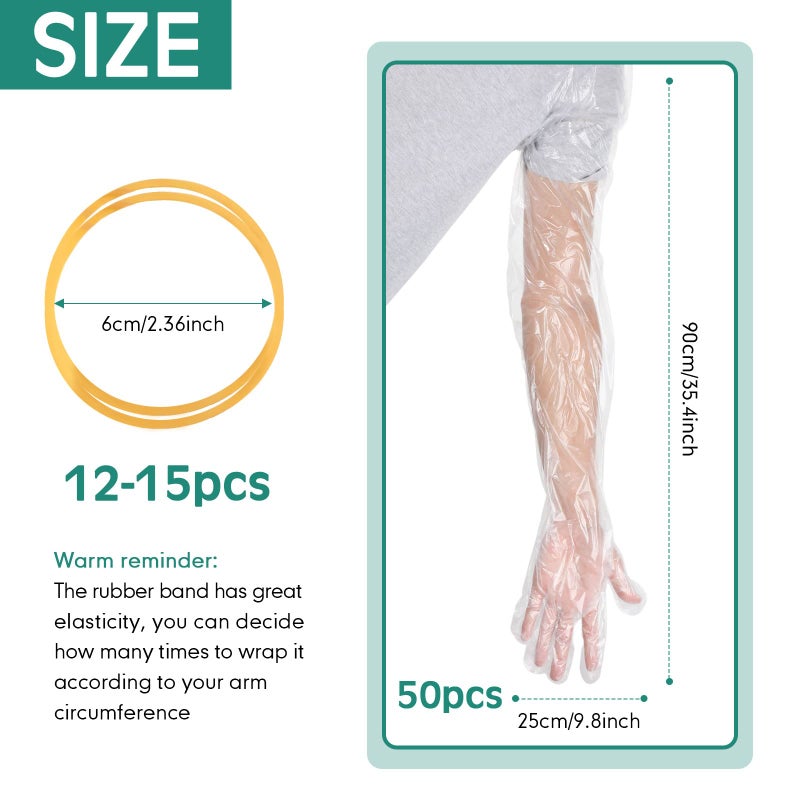 Lauwell 50 Pcs Disposable Dressing Gutting Gloves 35 Inch Shoulder Length Field Dressing Gloves Veterinary Insemination Glove (White) - Image 2