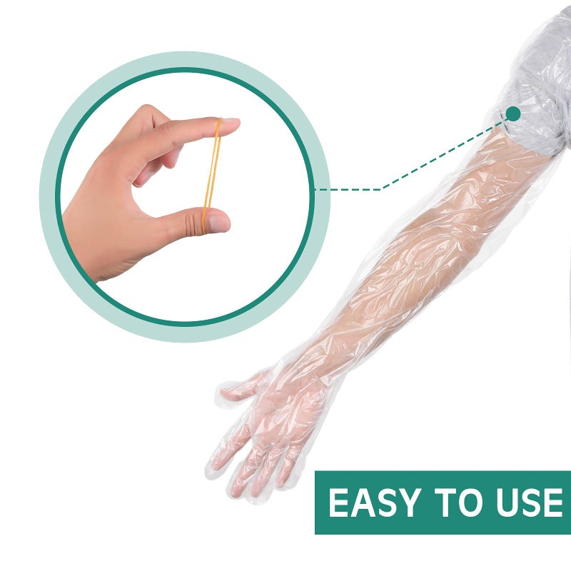 Lauwell 50 Pcs Disposable Dressing Gutting Gloves 35 Inch Shoulder Length Field Dressing Gloves Veterinary Insemination Glove (White) - Image 4