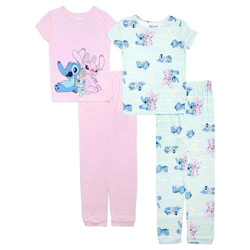 Disney boys 4-piece Snug-fit Cotton Pajama Set, Soft & Cute for Kids, STITCH STAR, 10 - Image 1