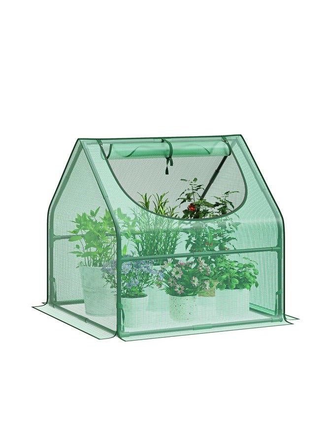 GreatBuddy Portable Mini Greenhouse, 3×3×3Ft, High-Density PE Plant Cover with Roll-up Zipper Window, Perfect for Indoor Outdoor Plant Growing - Image 1