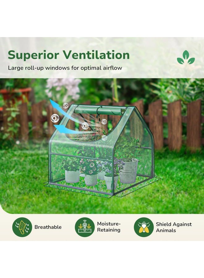 GreatBuddy Portable Mini Greenhouse, 3×3×3Ft, High-Density PE Plant Cover with Roll-up Zipper Window, Perfect for Indoor Outdoor Plant Growing - Image 4