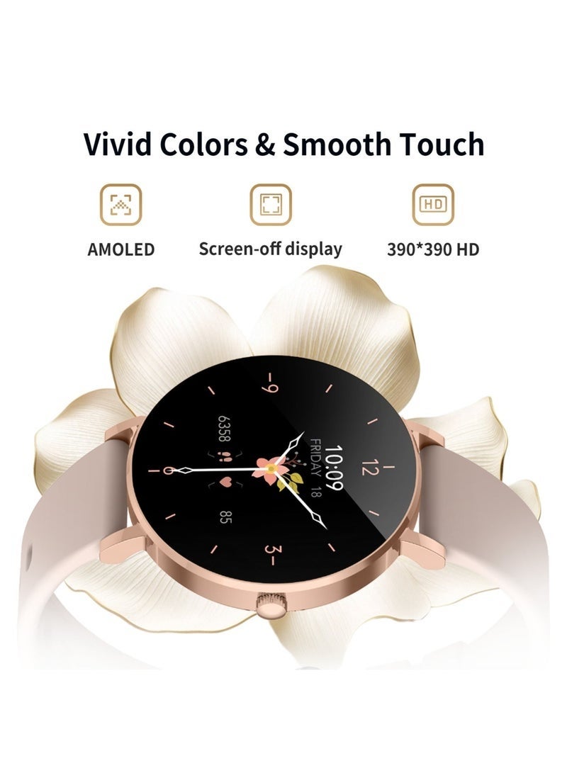 G-Tab GLR3 Ladies Smart Watch for Women Bluetooth Calling AMOLED Display Fitness Tracker Heart Rate SpO2 Sleep Monitor Women's Health Waterproof Smartwatch Compatible with iOS Android Black - Image 4