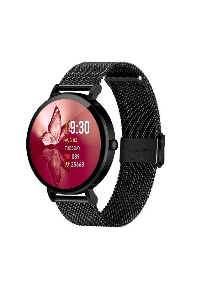 G-Tab GLR3 Ladies Smart Watch for Women Bluetooth Calling AMOLED Display Fitness Tracker Heart Rate SpO2 Sleep Monitor Women's Health Waterproof Smartwatch Compatible with iOS Android Black - Image 2