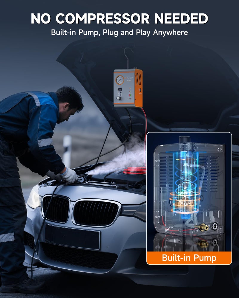 FOXWELL ST203 Smoke Machine Automotive Leak Detector, Auto Emission EVAP Diagnostic Smoke Machines with Built-in Air Pump, Pressure Gauge and Flowmeter, Vacuum Intake Exhaust Smoke Tester for Cars - Image 4