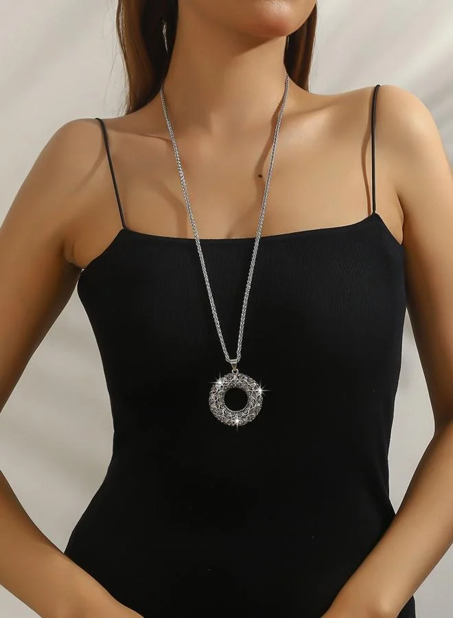 Take Two  Rhinestone Hollow Circular Pendant Necklace for Women | Best Price UAE