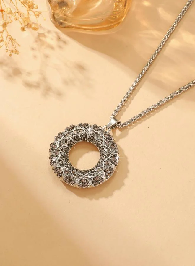 Take Two  Rhinestone Hollow Circular Pendant Necklace for Women | Best Price UAE