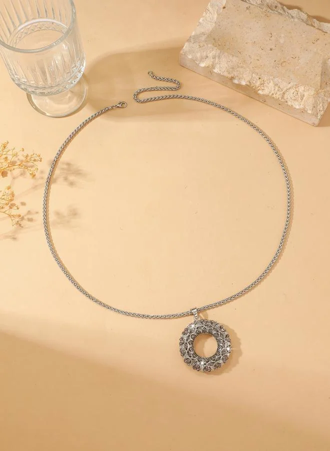 Take Two  Rhinestone Hollow Circular Pendant Necklace for Women | Best Price UAE
