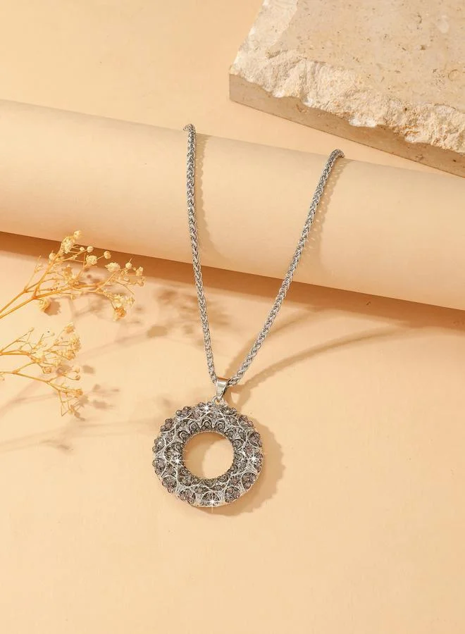 Take Two  Rhinestone Hollow Circular Pendant Necklace for Women | Best Price UAE