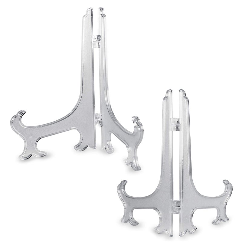 Super Z Outlet Clear Plastic Easels or Stand/Plate Holders to Display Pictures, Placecards, or Other Items at Weddings, Home Decoration, Birthdays, Tables (12 Pack) (8.5 Inch) - Image 2
