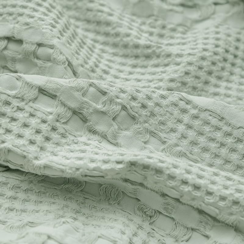 PHF 2 Piece 60cm x 60cm Cotton Waffle Weave Pillow Covers, Luxury Square Elegant Decorative Covers, No Filling, Mint Green - Image 5