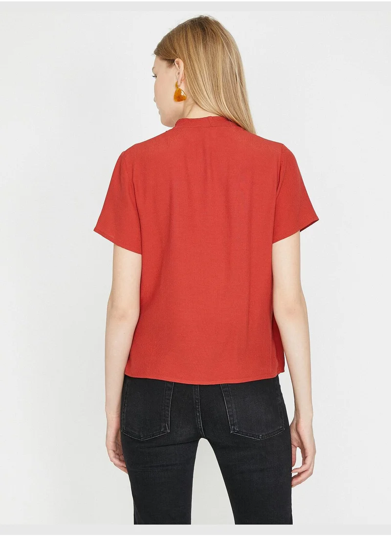 كوتون V Neck Blouse