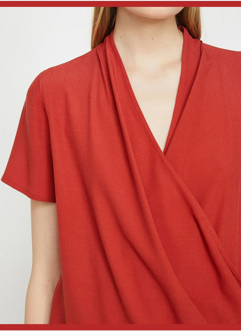 كوتون V Neck Blouse