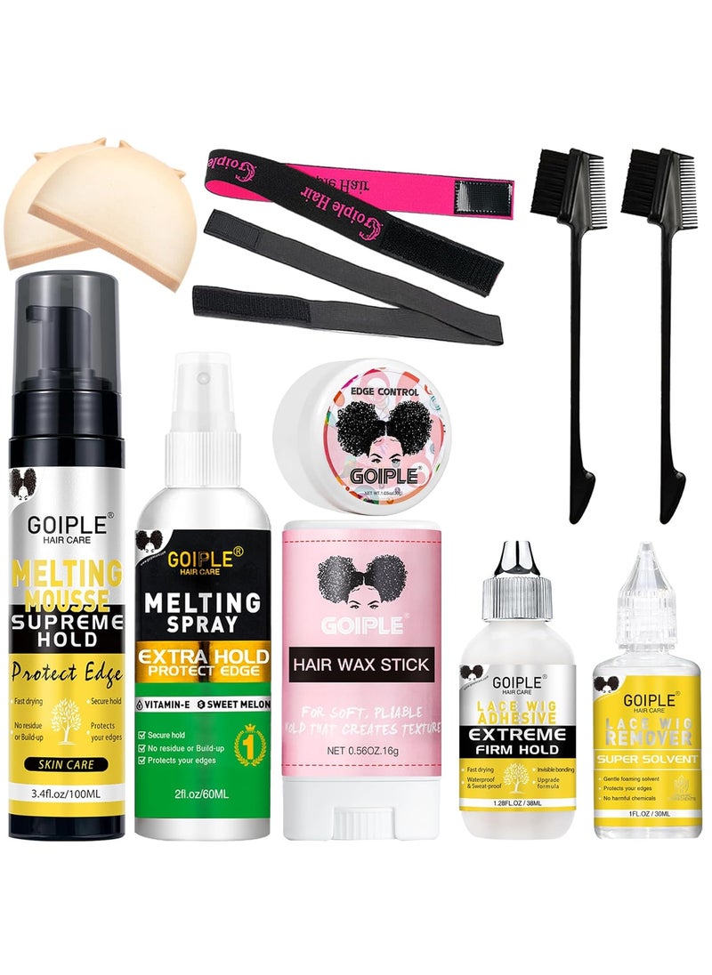 WOZUTUNT - Lace Melting and Holding Mousse GlueLess Hair Adhesive for Wigs Wig Glue Lace Melting Spray Lace Melt Mousse for Closure Wigs Extensions Wig Melting Mousse Supreme Hold for Wig Hair Wig Remover Kit - Image 1