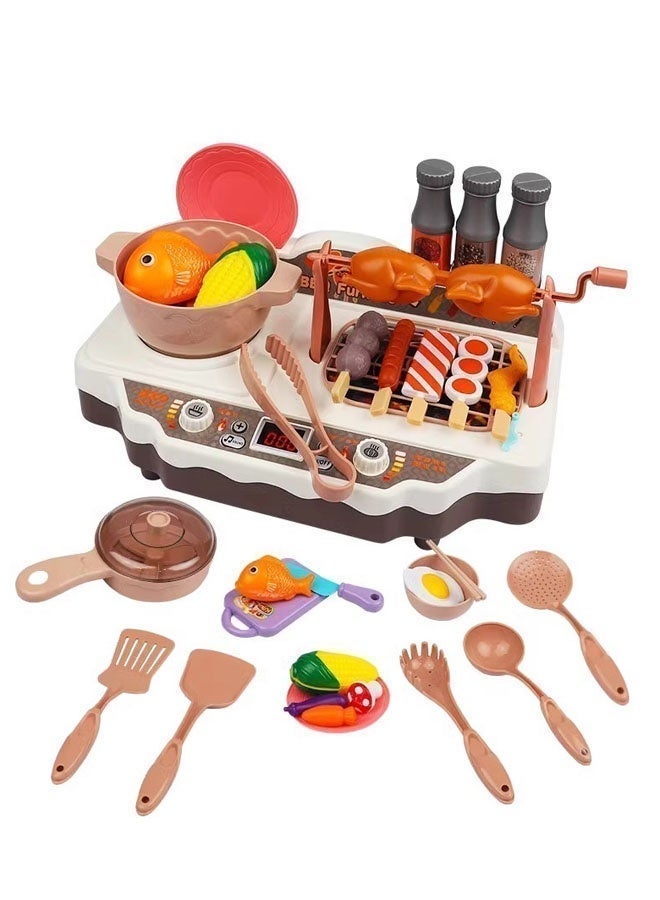 Kitchen Toy Set,Kids Kitchen Playset,36-Piece Realistic Accessories Kitchen Pretend Play Toy Set With Music, Sound Effects, Lights, Spray, Rotating Cooking Effects, Ultra Simulation Pretend Play Food Toys For 3+ Year Old Boys And Girls - Image 3