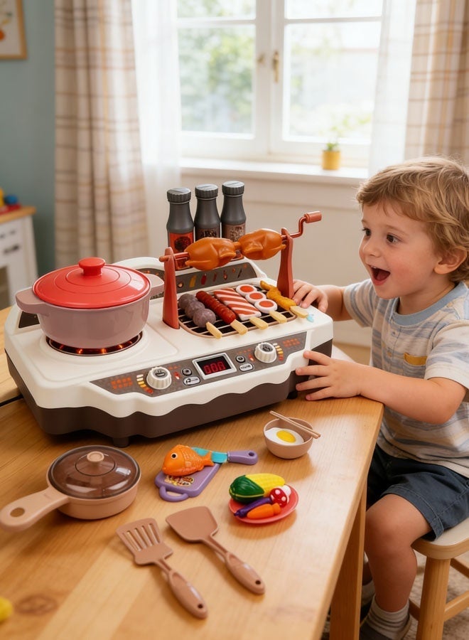 Kitchen Toy Set,Kids Kitchen Playset,36-Piece Realistic Accessories Kitchen Pretend Play Toy Set With Music, Sound Effects, Lights, Spray, Rotating Cooking Effects, Ultra Simulation Pretend Play Food Toys For 3+ Year Old Boys And Girls - Image 1