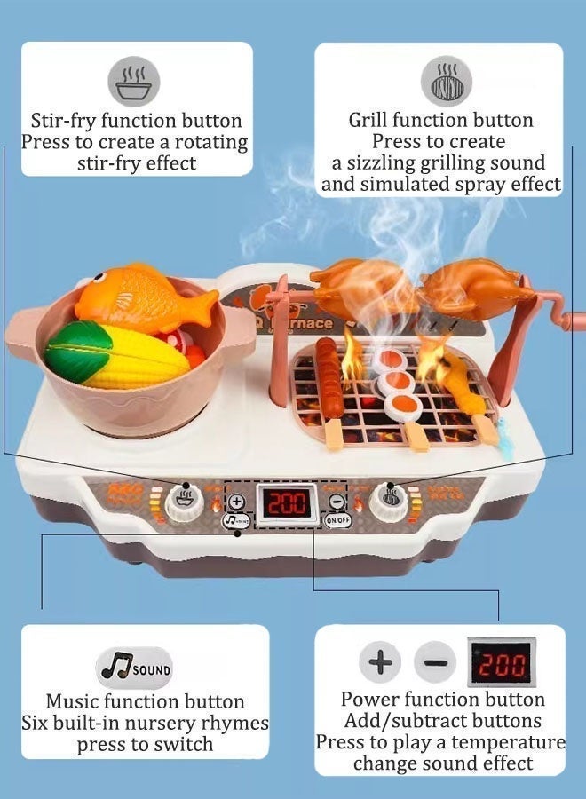 Kitchen Toy Set,Kids Kitchen Playset,36-Piece Realistic Accessories Kitchen Pretend Play Toy Set With Music, Sound Effects, Lights, Spray, Rotating Cooking Effects, Ultra Simulation Pretend Play Food Toys For 3+ Year Old Boys And Girls - Image 5