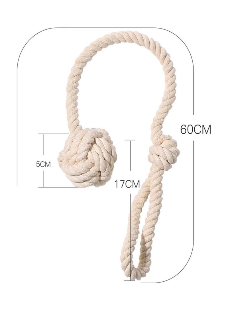 PYC 2PCS Handmade Woven Curtain Tiebacks - Natural Cotton Single Ball Tiebacks - Curtain Spacers for Wall Curtains, Home Decoration  - Image 4