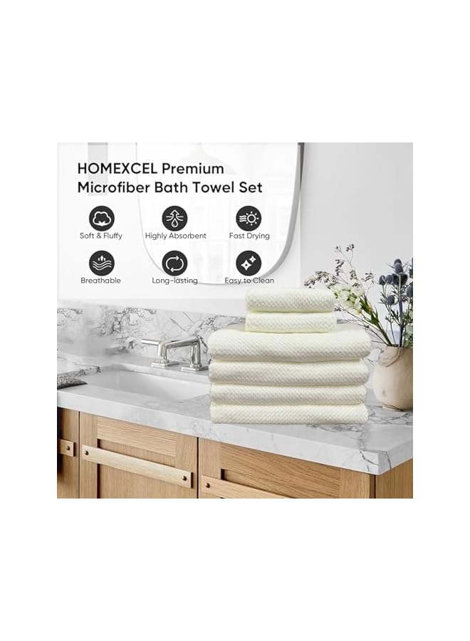 The Bros Premium Cotton Towels Set Ultra Soft Towels 4 Bath Towels 2 Hand Towels Soft Feel, Luxury Towel Set, Hotel Quality Super Soft,Quick Dry, Highly Absorbent Durable Towels (White, 6 Pcs Set) - Image 3