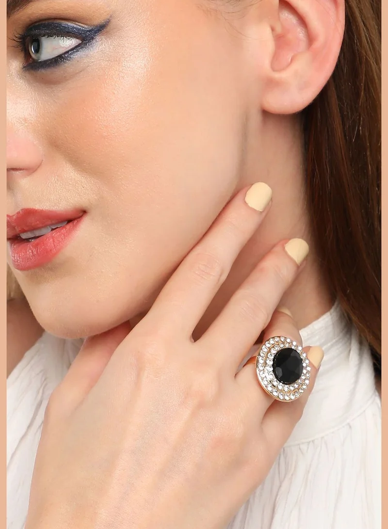 SOHI Gold Plated Party Designer Stone Ring For Women