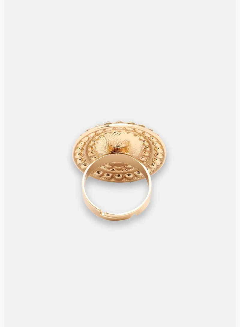 SOHI Gold Plated Party Designer Stone Ring For Women