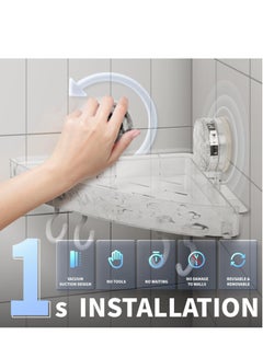 KASTWAVE Shower Caddy Suction Cup Storage Rack Clear Acrylic Shower Shelves Glacier Water Ripples Corner Shelf For Bathroom Shower Accessories,transparent  - Image 5