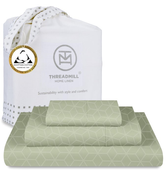EGYPTIAN COTTON TWIN XL SHEET SET 100 CERTIFIED EGYPTIAN COTTON SHEETS FOR TWIN XL SIZE BED DAMASK JACQUARD TWIN XL BED SHEETS DEEP POCKET SOFT 3 PC COOLING SHEET SET SAGE GREEN
