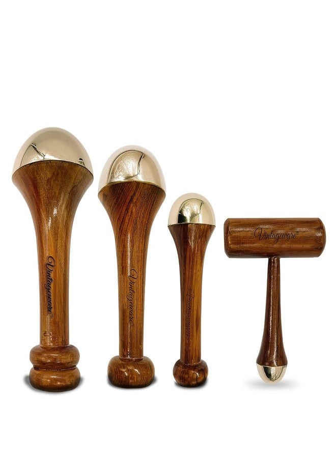 Vintageware® Kansa Wand Set of 4 - Ayurvedic Bronze Facial, Foot & Body Massage Tools | Detox, Skin Glow & Stress Relief for Men & Women - Image 1