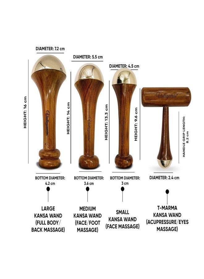 Vintageware® Kansa Wand Set of 4 - Ayurvedic Bronze Facial, Foot & Body Massage Tools | Detox, Skin Glow & Stress Relief for Men & Women - Image 5